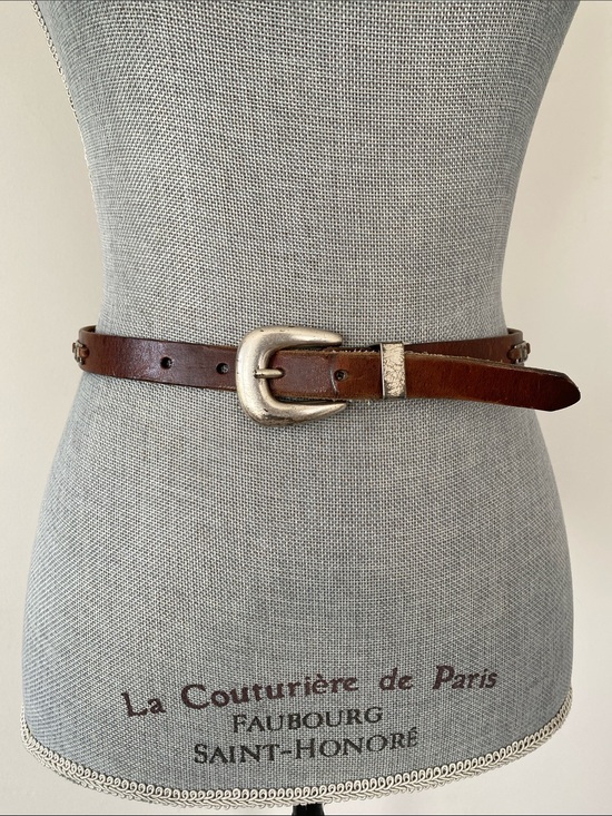 Fossil Accessories - VTG Fossil Brown Leather Belt with Brass Silver Western Hardwares Sz S Boho Chic